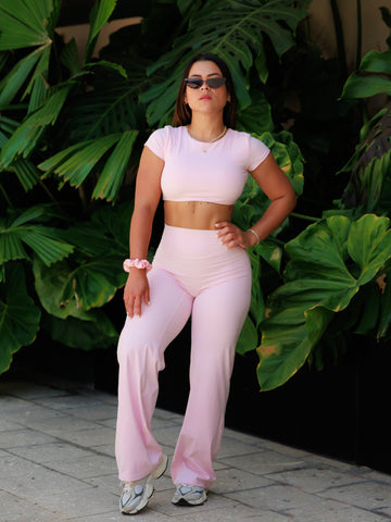 Softline Wide-Leg Pants -Pale Pink